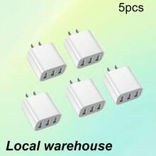 Bộ 5 củ sạc nhanh USB 3 cổng: Tương thích với dòng 16/15/14, thiết bị Galaxy & Android – Củ sạc đa thiết bị, phù hợp cho nhiều người sạc cùng lúc, nhiều thiết bị sạc cùng lúc, đáp ứng nhu cầu sạc tại nhà và bàn làm việc văn phòng. Bộ sạc điện thoại đa cổng công suất cao. - Xem 2