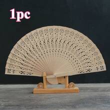 1-30pcs Elegant Folding Wooden Fans, Bohemian Style Hand Fans, Hollow Carved, Portable Lightweight Wooden Fans, Suitable As Photography Props, Graduation Gifts For Women, Home Decor, Use In Summer, Beach Or Travel To Enjoy Cool Breeze, Personalized Carved Wooden Wedding Fans