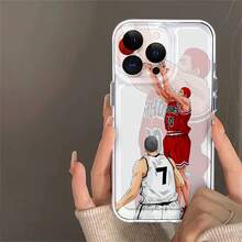 Funda para teléfono con diseño de acción de baloncesto, compatible con teléfonos ,  17,  16 Pro Max,  15 Pro Max,  13 y  12. Fabricada en TPU, ofrece protección contra golpes y caídas. Un regalo ideal para familiares, amigos, amantes del deporte, atletas y fanáticos del baloncesto. - transparente - Ver 5