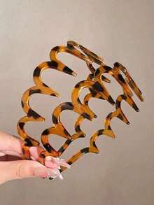 2pcs Elegant Leopard Print Big Wave Headbands For Women, Increase Hair Volume Daily Wear Wave Headbands, Women's Outdoor, Washing Face, Back To School Hair Accessories - Multicolor - View 8