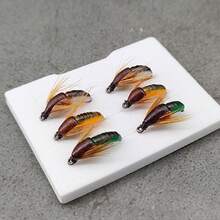 6pcs/The Nymphs Of The Stone Silkworm Moth, The Fly Hook, And The Hair Hook Bionic Bait, The Lure Fly Hook Nymphs, And The Fly Hook Surface Bait Can Be Used To Catch 3 To 3 Pounds Of Saltwater Freshwater Fish