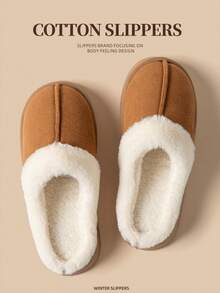 1 Pairs (Women's & Men's) Cozy Plush-Lined Suede Winter Slippers-Warm, Non-Slip, Earth-Tone Open-Toe Home Shoes For Cold Season, Comfortable Indoor/Outdoor Use, Perfect For Family Daily Wear & Holiday Gifts Insulation,Galentines,Puppy,Carnival,Party Decorations,Shoe,Spring Summer Picks,Brides Maid Gifts,Room,Bedroom Decor,Beach,Travel,For Men,For Women,Vacation,Women's Day,Travel Essentials,Wedding Favours,Y2k,Bedroom,Car Accessories Women,Kitchen Decor,Cute Stuff - Multicolor - View 9