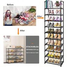 Shoe Rack Sturdy Metal Shoe Storage Narrow Shoe Rack Shoe Shelf Shoe Racks For Closets - Black - View 6