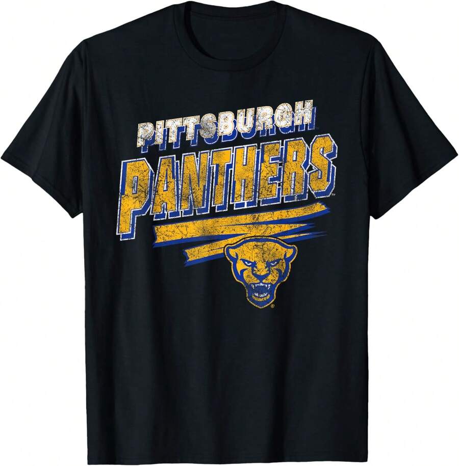 Pittsburgh Panthers Vintage Distress 90's T-Shirt - Black - View 1