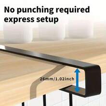 1 Piece Black Wrought Iron Kitchen Hook, Traceless And Nail-Free, Multi-Row Cabinet Storage Rack, Six-Hook Rack, Wardrobe 6-Hook Organizer, Portable Multi-Functional Storage Clothes Rack, Door Cover Bracket, Suitable For Various Types And Sizes Of Wardrobe Organizers. - Black - View 10
