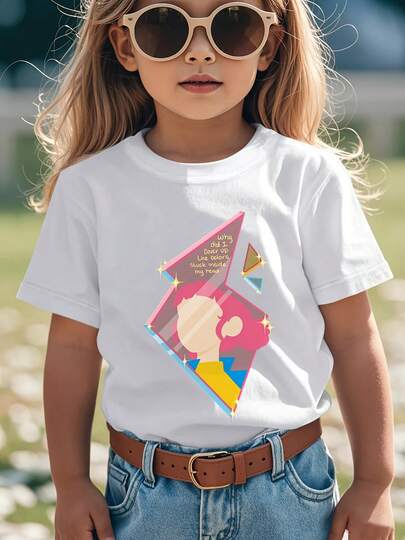 Camiseta estampada para niños/niñas, camiseta blanca de algodón suave para niños, camiseta gráfica de ídolo KPOP - 100% de manga corta con cuello redondo y diseño de letras y puntadas vibrantes de grupo K-Pop, camiseta transpirable de verano para niños y niñas, lavable a máquina, top casual para Año Nuevo y atuendo casual, lindo atuendo de fan de K-Pop, suave, cómodo y elegante para uso diario en todas las estaciones, perfecto para atuendo de vacaciones y look de estudiante
