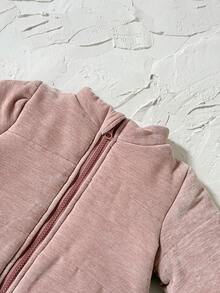 Toddler Baby Girl Thick Thermal Lined Zip-Up Short Jacket, Winter - Pink - View 11