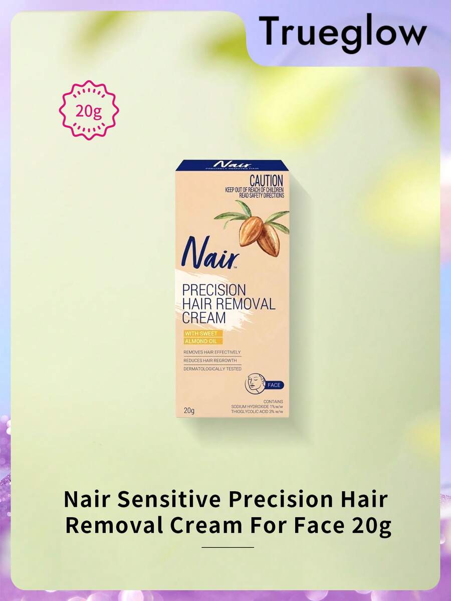 Nair Sensitive Precision Hair Removal Cream For Face 20g , With Sweet Almond Oil , Removes Hair Effectively , Reduces Hair Regrowth