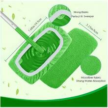 3 Reusable Green Mop Replacement Pads, High-Density Fiber Washable Mop Cloth, Strong Water Absorption To Lock Stains Without Dripping, Essential Household Cleaning Pads, Suitable For Hardwood, Tile, Marble Floors - 綠色 - 查看 3