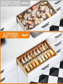 2/4/8pcs Expandable Acrylic Spice Rack Organizer, Kitchen Drawer Organizer - Adjustable Spice Jar Holder For Cabinet, Countertop, Pantry, Ideal Gift For Valentine's Day, Christmas, Father's Day, Mother's Day, Comes Without Spice Jars - Multicolor - View 12