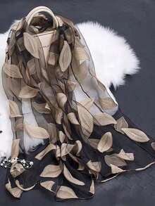 1pc Red Cut-Out Leaf Pattern Scarf For Women, Shawl Suitable For Party, Outings And Versatile For All Seasons Winter Fall - Red - View 13