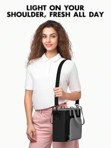 Meoky Insulated Lunch Bag, Large Capacity Adult Lunch Bag With Shoulder Strap And External Storage Compartment, Durable And Lightweight, Ideal For Work, School And Dining Out - Black - View 7