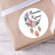 60pcs/120pcs/240pcs 3cm Eid Mubarak Ramadan Kareem Floral & Crescent Moon Paper Stickers, Gift Labels, Celebration Party Supplies - Multicolor - View 5