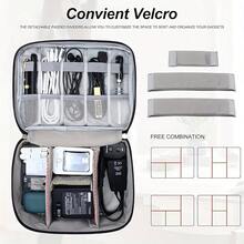 1pc Large Heavy-Duty Travel Organizer Case With Adjustable Divider & Handle - Tech Bag With Zipper Closure, Cable Management System, Tablet Compartment, Laptop, Office, Daily Commute - Ideal Gift For Travel, Tech Enthusiasts, Travel Organizer,Cable Organizer Box Earphone Cord Pouch Pen Ballpoint Phone Power Bank Suitcase Watch Strap Storage Bag - Black - View 10