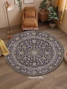 1 pieza Alfombra redonda de estilo - Diseño bohemio, azul marino, floral negro redondo con estampado floral, excelente para una decoración acogedora del hogar, dormitorio, sala de estar, cubierta decorativa de piso para sala de estar, dormitorio, pasillo y entrada, alfombra para interiores/exteriores - Multicolor - Ver 16