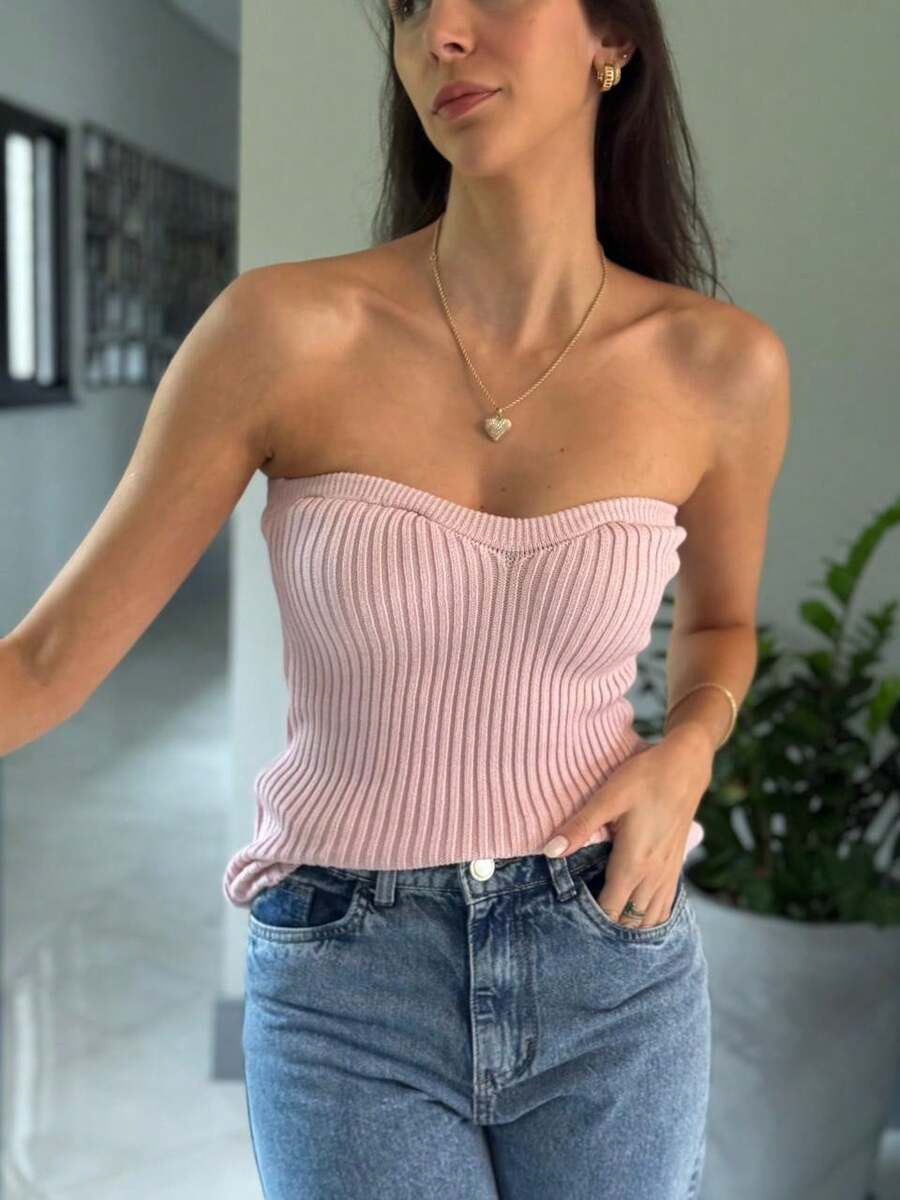 SUMMER STRAP-ON BLOUSE KNITTED MODAL NEW COLLECTION - Baby Pink - View 1