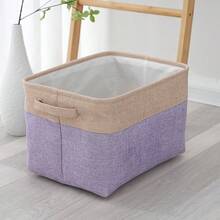 1PC Personalized Customized Storage Basket, Large Size Quilt Storage Box, Dual-Color Faux Linen Storage Bin, Home Storage Basket Laundry Hamper, Suitable For Daily Home Use - Multicolor - View 8