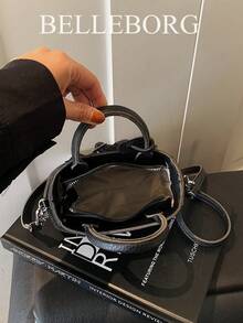 Túi xách nữ nhỏ gọn, họa tiết tương phản màu sắc đơn giản, đa năng, phong cách cổ điển, dễ dàng mang theo khi đi làm - màu đen - Xem 11