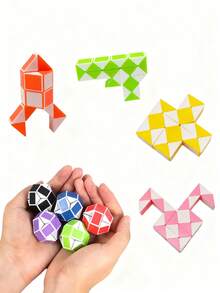 1pc Magic Snake Cube | Stress Relief Toy For Kids | Suitable For 4-8 Years Old Children, Travel Toy | Great Gift For Boys, Girls, Birthday, Holiday Parties - Multicolor - View 4