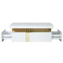 White Wall-Mounted TV Unit Set, Living Room Wall-Mounted TV Unit Set, Coffee Table + TV Stand, Multifunctional Storage Set - 白色 - 查看 8