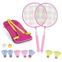 Rackets For Children,12 In 1 Shuttlecocks Racquet Sports Set W/Lightweight Carrying Bag For Kids Professionals B... - Pink - View 7