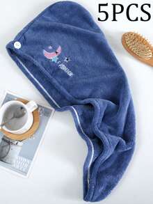 1-10件女用乾髮帽，加厚珊瑚絨吸水三角帽，卡通刺繡髮巾，洗澡帽，髮飾，返校旅行度假必備，女用髮飾 - 彩色 - 查看 46
