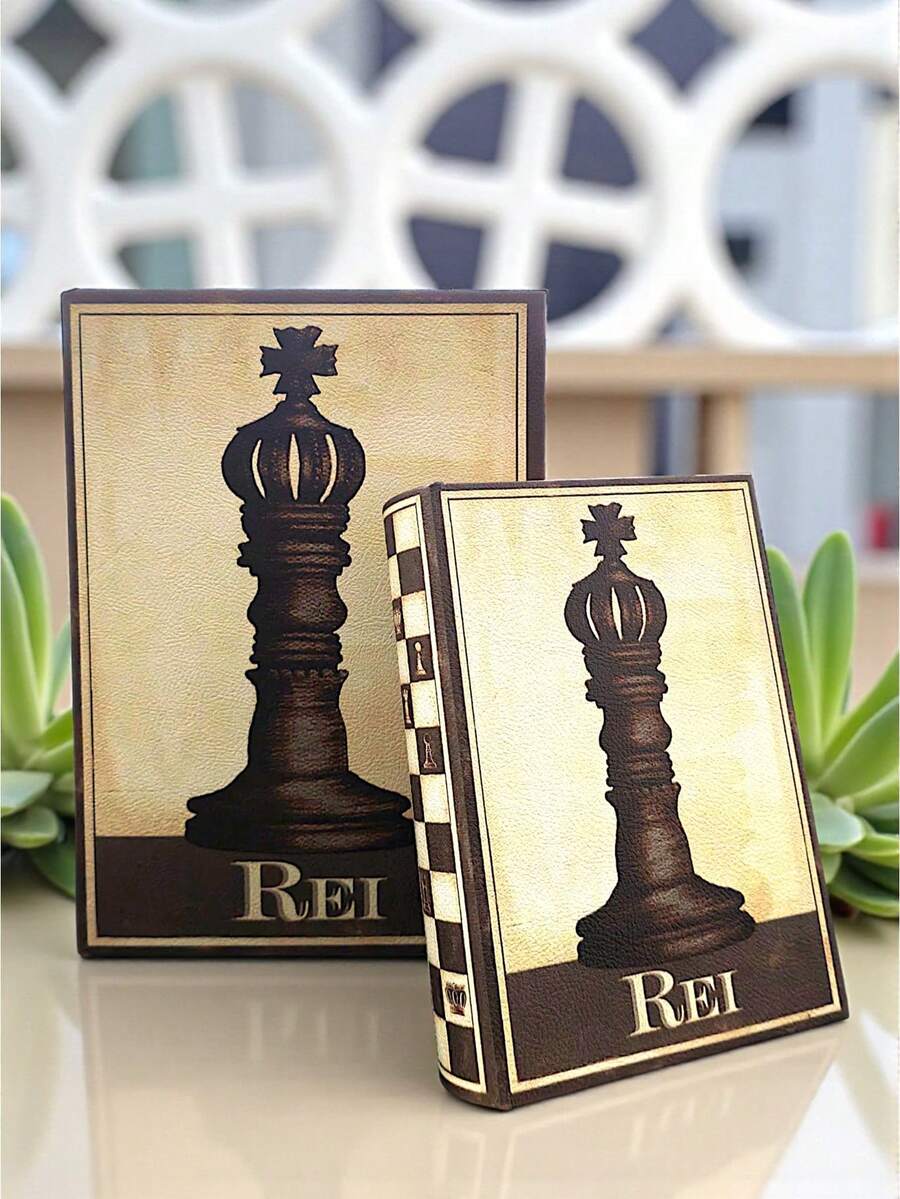 KIT 2 Pcs Decorative Chess Book Box - 黑色(A型) - 查看 1