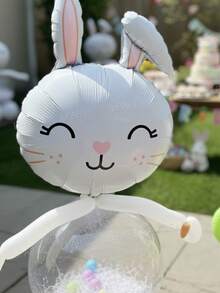 45pcs/Set Easter Theme Party Rabbit Shaped Decorative Balloons, Cute Lop-Eared Rabbit Balloons, 3 Styles, 18-Inch Clear Bubble Balloons, Suitable For Easter Balloon Arch Decoration, Easter Balloon Wreath Decor - Multicolor - View 8