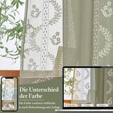 Vorhänge mit Ösen Gardinenschals 2er Set Vorhänge Wohnzimmer modern Schlafzimmer,Curtains Living Room Ösenschal Voile Gardinen Gardine lichtdurchlässig Vorhang Leinenoptik Weiß - Pastellgrün - Übersicht 4