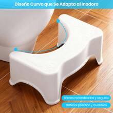 1 pieza Taburete de baño ergonómico para estar de cuclillas, taburete de baño antideslizante, diseño compacto para ahorrar espacio, material de polipropileno fácil de limpiar, producto de cuidado de la salud para el hogar, accesorio de baño para asistencia al estar de cuclillas para mujeres, organizador de almacenamiento, esencial de viaje - Blanco - Ver 4