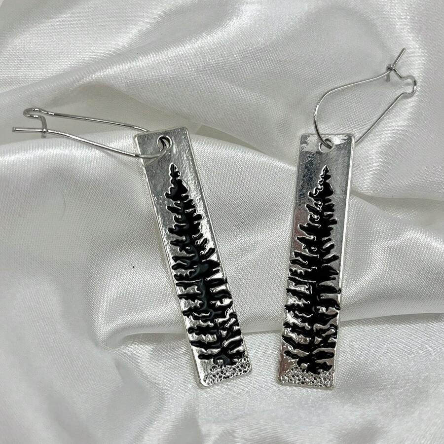 Hot Selling Retro Tree Long Strip Fashion Pendant Earrings Bohemian Style Women's Jewelry Earrings - Bạc - Xem 1