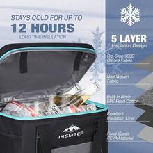 Cooler Bag 40L, Large Cooler Bags Insulated With Hard Lid, Soft Cooler Bag Leakproof/Collapsible/Portable Cooler B... - Blue - View 5