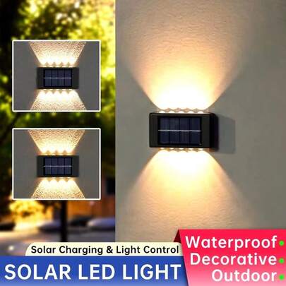 10/8/6/4/2 LED Außen Solar Wandleuchte mit nach oben und unten strahlendem Licht für Garten und Zaun