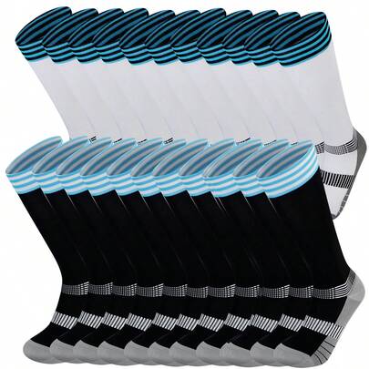 2 Pairs Sports Compression Socks With Anti-Slip Cushioned Sole, Suitable For Running, Cycling