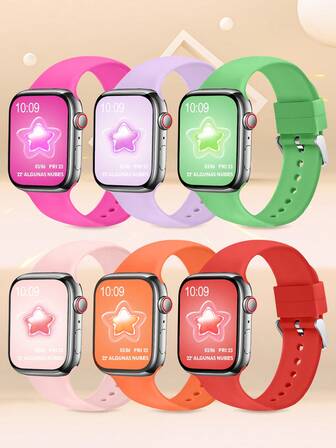 Women's And Men's Fashion Sporty Soft Comfortable Breathable Monochrome Solid Silicone Bowknot Watch Band For Apple Watch 38mm 40mm 41mm 45mm 44mm 42mm 46mm 49mm, Universal Casual Wristband, Bracelet, Party Valentine's Day New Year Festival Gift, Compatible With Apple Watch Ultra Series 10/9/8/7/6/5/SE/4/3/2/1 Replacement Strap Accessory