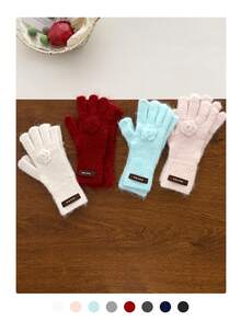 1 Set Elegant Floral Pattern Scarf & Fingerless Mittens, Narrow Long Scarf & Warm Knitted Gloves, Chic Styling, Suitable For Autumn/Winter, Commuting, Students - [Combo Pack] Brown Leather Label With Small Flower - View 13