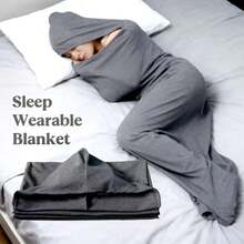 1 pieza Saco de dormir con diseño de tiburón - Capucha dBodypo completo, manta portátil y vestible, diseño divertido y único, manta cómoda y acogedora, mejor regalo para acampar, viajar, usar en casa, aventuras interiores/exteriores - Multicolor - Ver 2