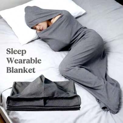 1 st Shark sovsäck - Helkropps huvad, Bärbar och bärbar filtsovsäck, Unik rolig design, Bekväm och mysig filt, Bästa presenten för camping, resor, hemmet, inomhus-/utomhusäventyr