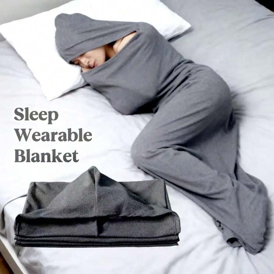 1 pieza Saco de dormir con diseño de tiburón - Capucha dBodypo completo, manta portátil y vestible, diseño divertido y único, manta cómoda y acogedora, mejor regalo para acampar, viajar, usar en casa, aventuras interiores/exteriores