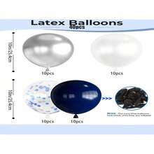 40pcs Navy Blue And Silver Balloons, 10in/25.4cm Navy Blue Balloons With Silver Confetti Balloons, Pearl White Latex Balloons. Suitable For Birthday, Wedding, Valentine's Day, Christmas, New Year, Opening Ceremony, Graduation Season, Home Decor, Balloon Arrangement, Balloon Party, Photography Props Sign-In Photo Atmosphere Background, Still Life Decoration - 藍色 - 查看 3