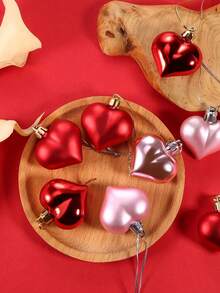 12/24 món đồ trang trí hình trái tim ngày lễ tình nhân, quả cầu trái tim bóng và mờ màu đỏ và hồng dùng để treo trang trí cây thông ngày lễ tình nhân kỷ niệm ngày cưới trang trí tiệc tại nhà - Nhiều màu - Xem 2