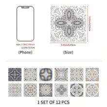 12pcs Bohemian Floral Ceramic Tile Stickers, Self-Adhesive PVC Stickers For Kitchen Backsplash, Bathroom And Stair Walls - Easy To Apply And Remove, 10/15/20cm*12pcs - Multicolor - View 16