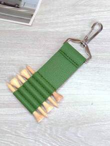 1 pieza (incluye pinchos) Soporte de pinchos de golf de cuero PU, llavero portátil para almacenamiento de pinchos de deportes al aire libre