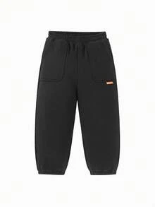 mini bala Kids Pants Adjustable Waist Warm Soft Long Trousers Winter 2025 - Black - View 4