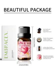 EMBRACEX. 1 Bottle 10ml "I Love You" Essential Oil, Valentine's Day Gift, Romantic Date Night Oil Gift, Can Be Used For Candle Making, Diffuser, Humidifier, Soap. Top Notes: Lime, Citrus, Bergamot; Middle Notes: Basil, Thyme, Iris, Lilac; Base Notes: Vetiver, Patchouli. - 附註我愛你 - 查看 5