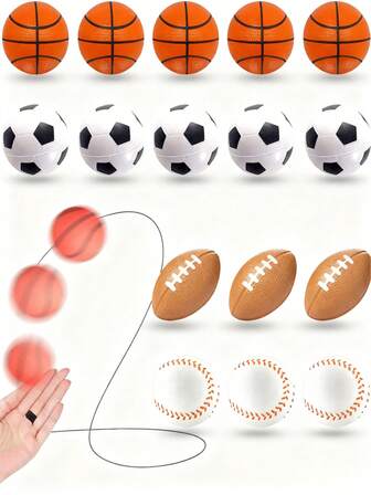 1ชิ้น ลูกบอลคืนข้อมือ สายรัดข้อมือ ลูกบอลยางยืดหยุ่น ลูกบอลกีฬา (บาสเก็ตบอล, เบสบอล, ฟุตบอล, เทนนิส) บนสายยางยืด ออกกำลังกายข้อมือ หรือเล่น, ของเล่นของขวัญสำหรับเด็ก วัยรุ่น ผู้ใหญ่