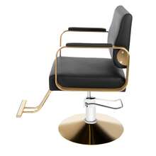 WOBENFOG Barber Salon Chair, 440lbs Height Adjustable Salon Beauty Spa Hair Styling Chair With Footrest, 360° Rotating Professional Salon Chair For Barber Shop Home & Spa - 黑色,金色 - 查看 9
