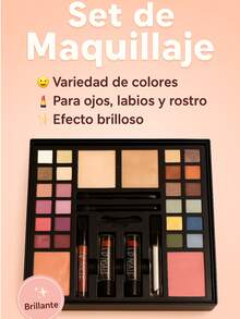 Paleta Profesional de Maquillaje para Maquilladores: Sombras Mate y Perladas + Rubor + Labial + Contorno + Lápiz de Cejas, Set Completo All-in-One - Full Collection Set - Ver 1