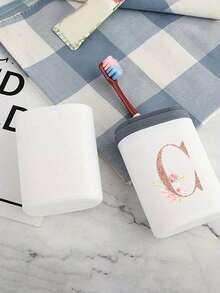 Rose Gold Letters A-Z Portable Toothbrush Case - Alphabet Monogram Travel Toothbrush Holder & Cup Cover, Lightweight Dustproof Hygienic Toothbrush Storage With Snap/Flip Closure, Compact Keychain/Bag Pendant Option, Easy Clean Pp Material For Travel, Camping, Business Trips, School & Gym, Perfect Gift For Her - Mother'S Day, Back-To-School,Valentine's Day Gifts - Multicolor - View 5