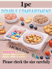 20個可攜式雙格調料盒，可重複使用塑膠醬料盤，多功能附蓋沾醬杯，沙拉醬外帶盒，雙格外帶醬料與零食盒，適用於返校季、萬聖節、旅行零食與醬料、海灘零食、聖誕節、母親節、派對、生日派對、聚會等 - 彩色 - 查看 15